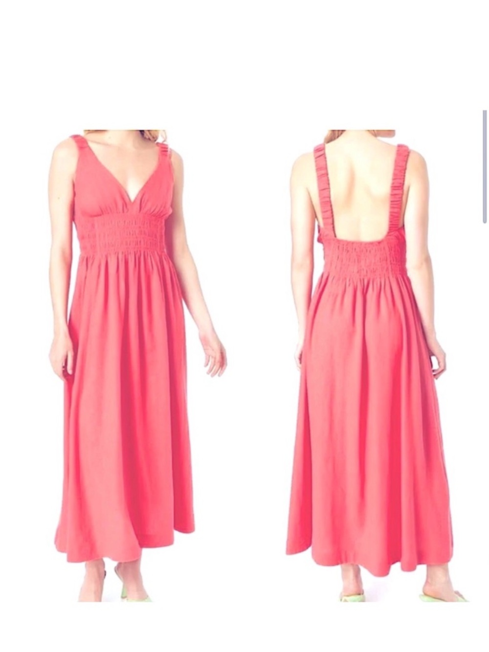 Abercrombie and fitch linen blend coral V-Neck Maxi Dress